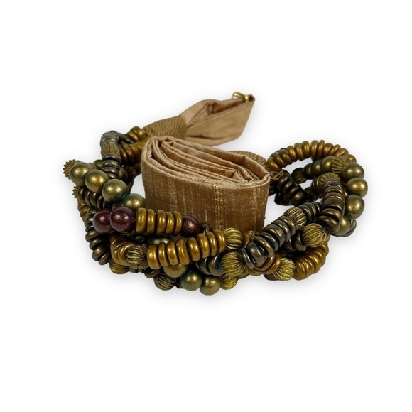 Carolyn Tanner Belt Brown Beaded Hippie Boho Festival Western Cowgirl Vintage - Picture 7 of 8